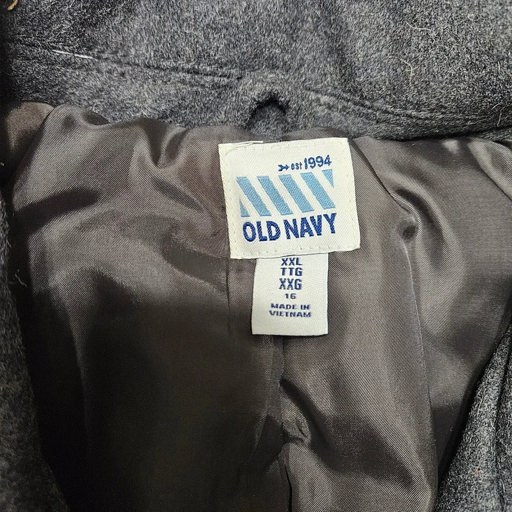 Old Navy Kids Double-Breasted Wool-Blend‎ Peacoat - Charcoal